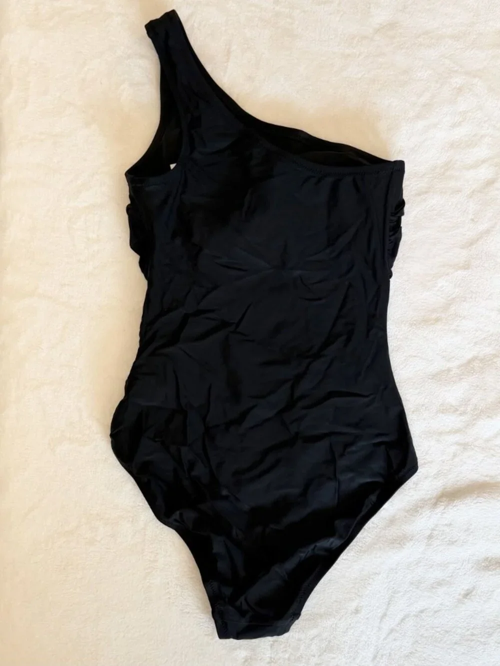 NWT J.Crew Black One Shoulder Ruched One Piece Swimsuit - Size: Extra Small